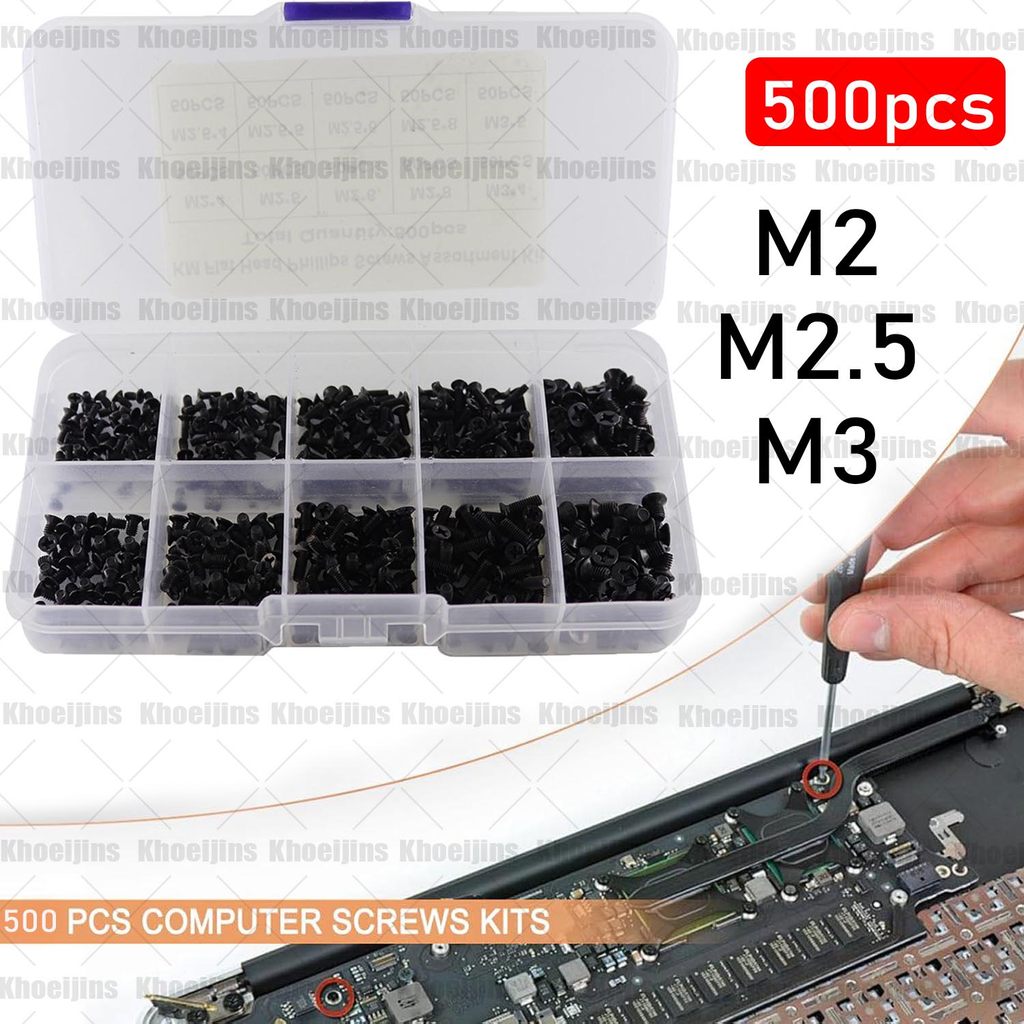 【COD+ส่งฟรี】น็อตซ่อมโน๊ตบุ๊ค 500pcs M2/M2.5/M3 น๊อตแล็ปท็อป น็อตโน๊ตบุ๊ค หรือยี่ห้ออื่นๆ เมนบอร์ด
