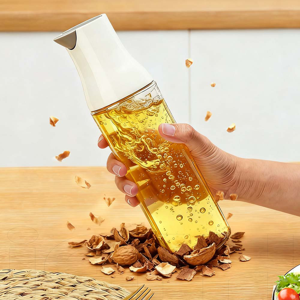 iETH ขวดสย์น้ำมัน 500ml ฝาพลิกอัตโนมัติ กันหยด กันรั่ว ใช้กับน้ำมัน ซอส และน้ำส้มสายชู วัสดุแก้วคุณภาพ ปลอดภัย ส่งฟรี - รูปที่ 5