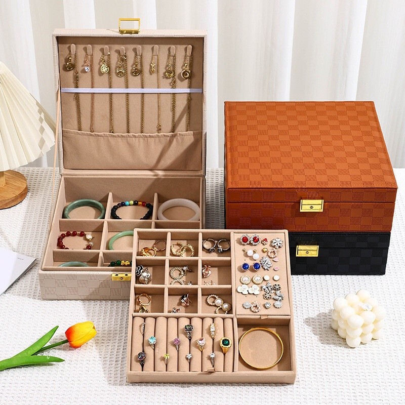 Doublelayer Jewlery Box Ring Box Jewelry Boxes and Packaging with PU Leather Jewelry Storage Organiz