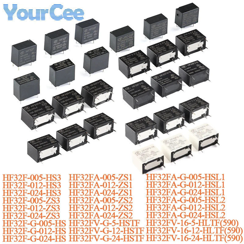 5 ชิ้น/1 ชิ้น HF32FA HF32FA-G/005-HSL1 012-HSL1 024-HSL1 5V 12V 24V DC 4P ความไวประเภทขนาดเล็กขนาดกล