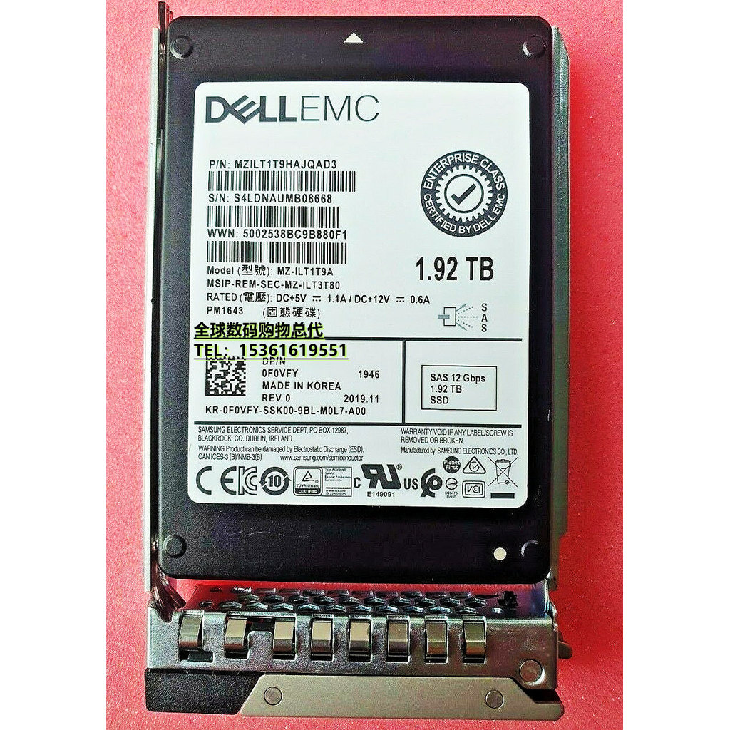ไดรฟ์ Solid State ของ Dell Dell P570F 1.92 TB SSD SAS 2.5 12Gb 0F0VFY PM1643