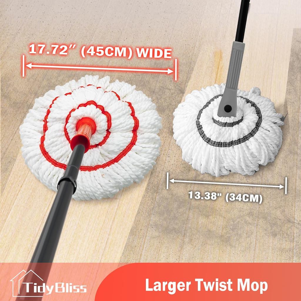 Self Wringing Twist Mop for Floor Cleaning, 57.5 inches Long Handle Cotton String Mop with Wringer, 