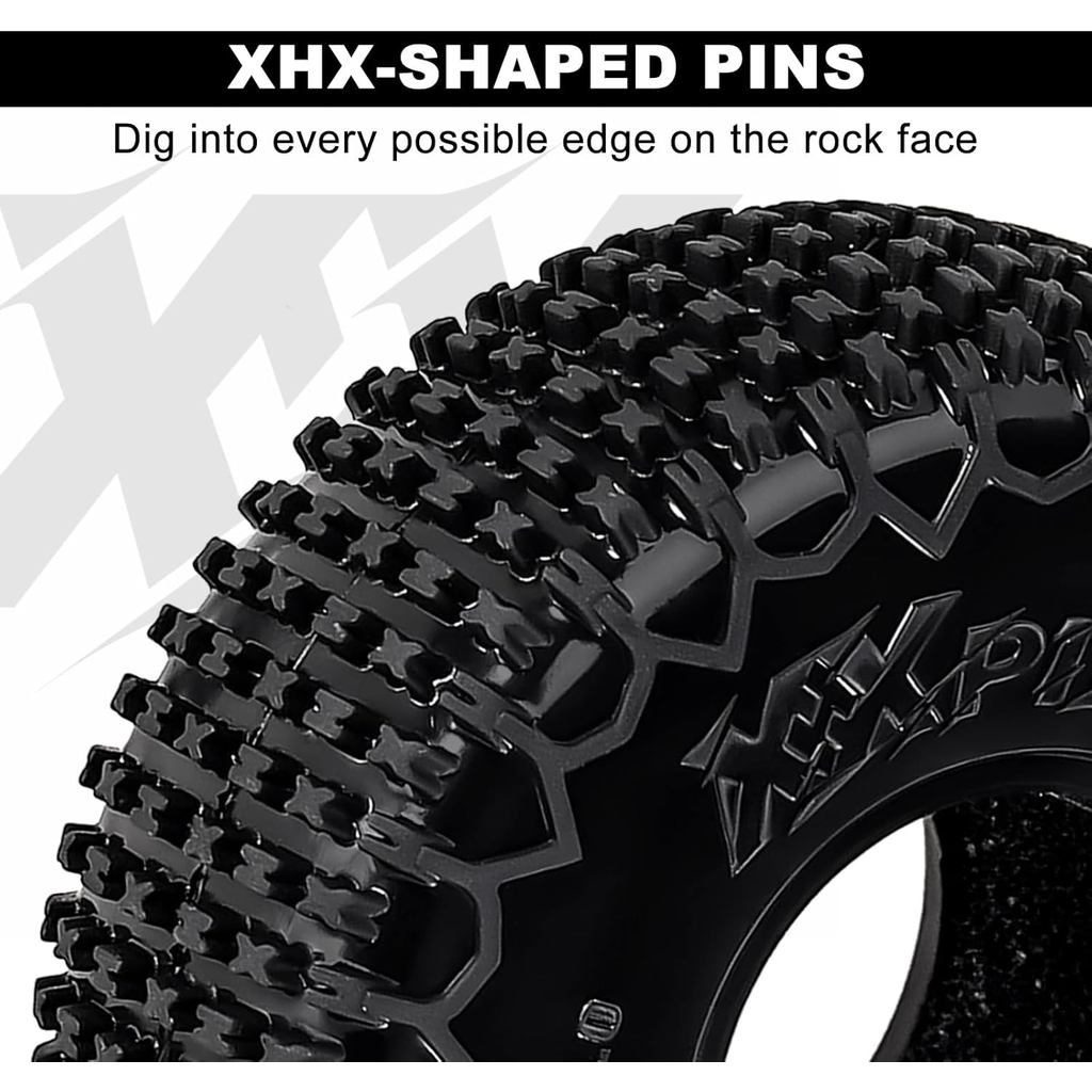 INJORA 1.0 Tires - S5 60 * 20mm XHX Pin Tire for SCX24 FCX24 1/18 1/24 RC Crawler Upgrade(T1022P)