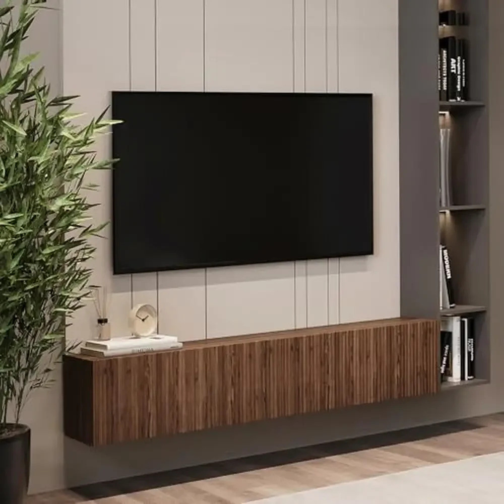 Trending Now Floating Midcentury Modern Tv Stand ติดผนัง Media Console Storage Drawer Entertainment 
