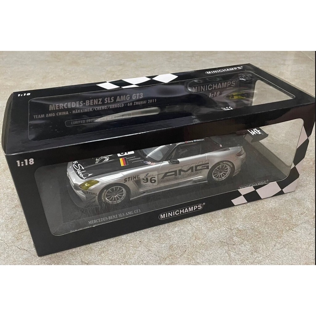 Minichamps SLS AMG GT3 1/18 ทีม AMG จีน Hakkinen/Cheng/Arnold 6H Zhuhai 2011 พิมพ์ใหม่