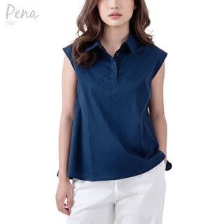 Pena house เสื้อแขนกุดคอปกทรงหลวม PWSS102501