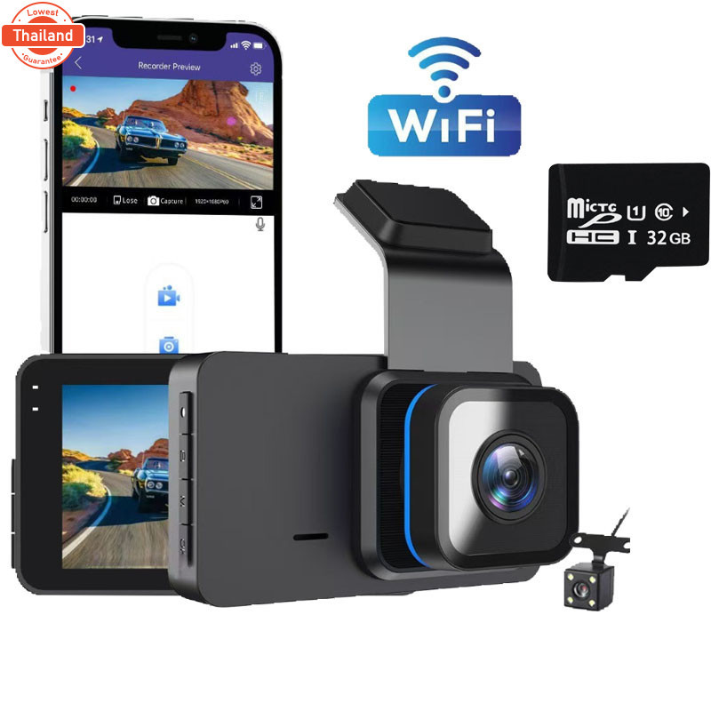genuine WIFI Dash Cam กล้องติดรถยนต์4k 1296P กล้องติดรถยน2025 2กล้อง มีมุมกว้าง170° ที่สุดของความคมช