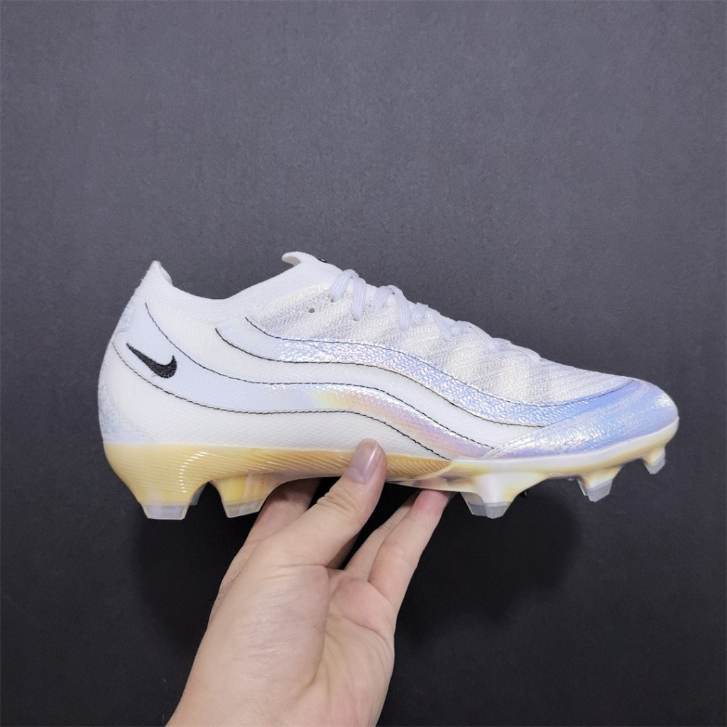 Air Zoom Mercurial x Air MAX95 Vapor 16 XVI Elite FG รองเท้าฟุตบอล สีขาวม่วง CR7 กันลื่นและทนทาน A-1