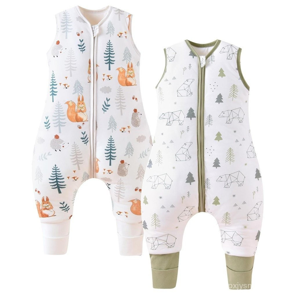 Chilsuesy 2Packaged Footed Baby Sleeping Bag1.5Tog Sleeping Bag100% Cotton all-season Baby Sleeping 