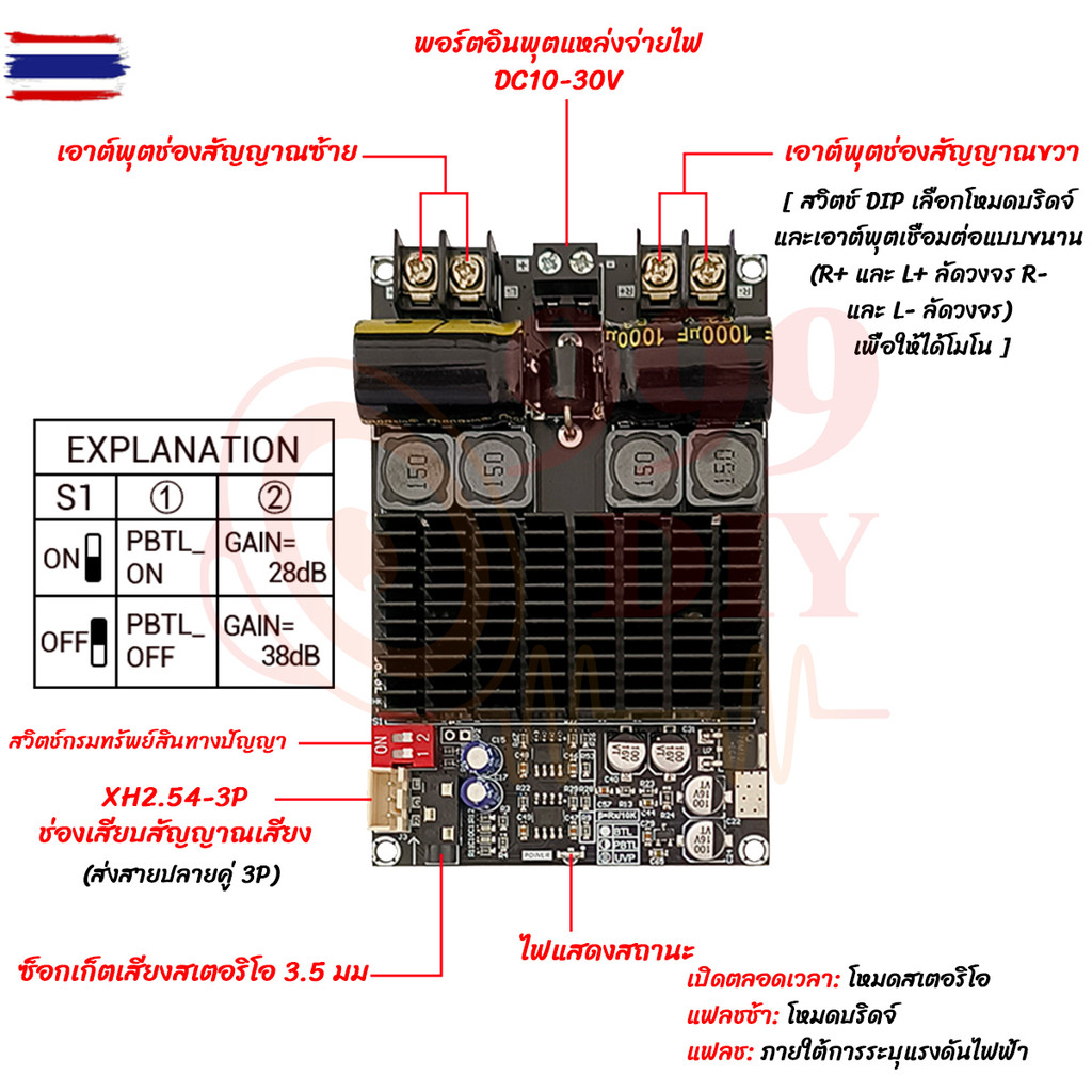 999DIY ZK 2001 แท้ แอมป์ขัเส TPA3221 แอมป์ขัเส DC 18-30v 100W*2 เพาเวอร์แอมป์ดิจิตอลเวทีหลัง สะพานคล