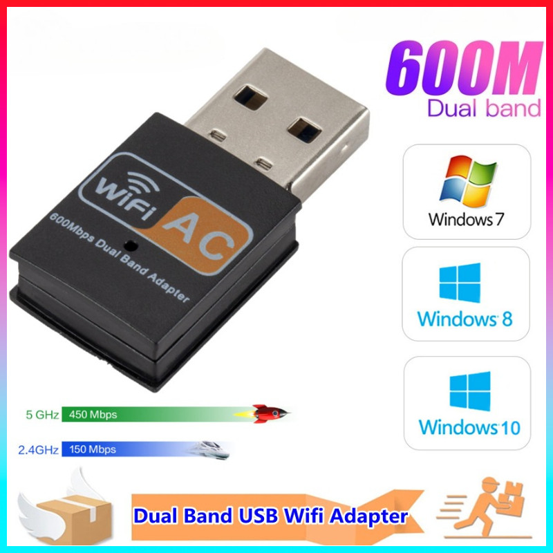 อะแดปเตอร์ USB Wifi Dual Band 600Mbps Mini Wifi Dongle การ์ดเครือข่ายพกพา 2.4G/5GHz การ์ดไร้สาย PC/L