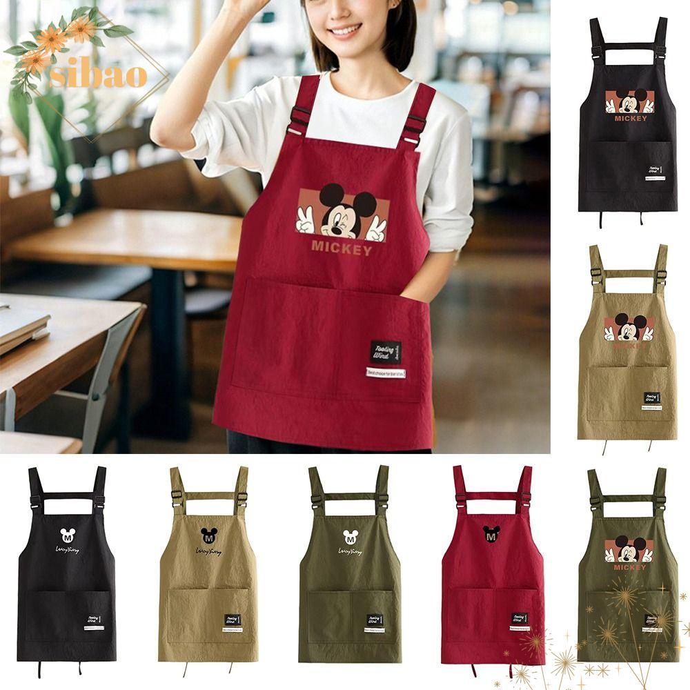 SIBAO ผ้ากันเปื้อนเชฟ, ผ้ากันเปื้อนมิกกี้กันน้ําป้องกันการเปรอะเปื้อน, น่ารักกันน้ํามันแขนกุดการ์ตูนครัวทําอาหาร Smock สําหรับ Home Kitchen