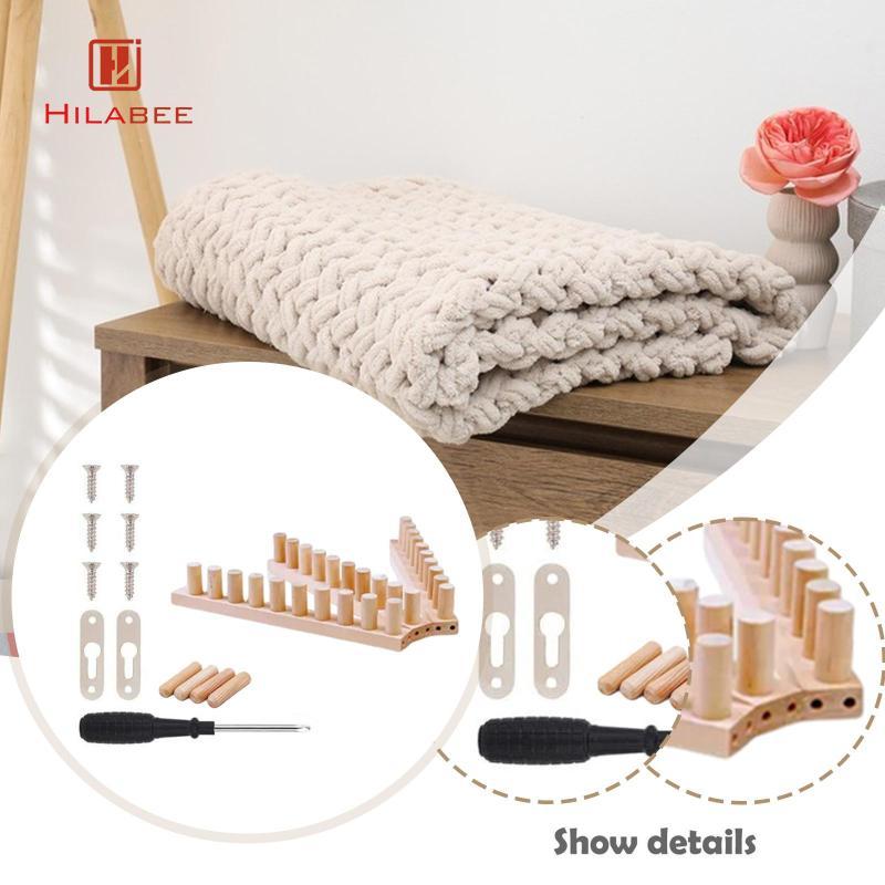 [hilabee] ผ้าห่มถักก้อน Loom Christmas Sturdy Hand Knit Board ไขควงไม้ Loom กรอบสําหรับเส้นด้ายหัตถก