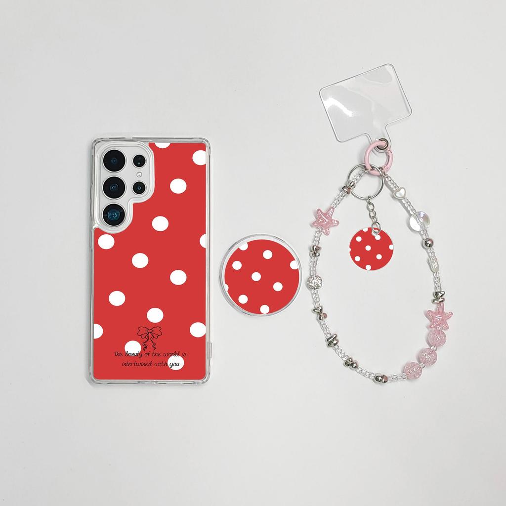 สําหรับSamsung S25 FE S25 UltraกรณีS24 Ultra S24 FEน่ารักการ์ตูนS24 S23 Plusฝาครอบแม่เหล็กS22 Ultra Hard Shell Red wave point