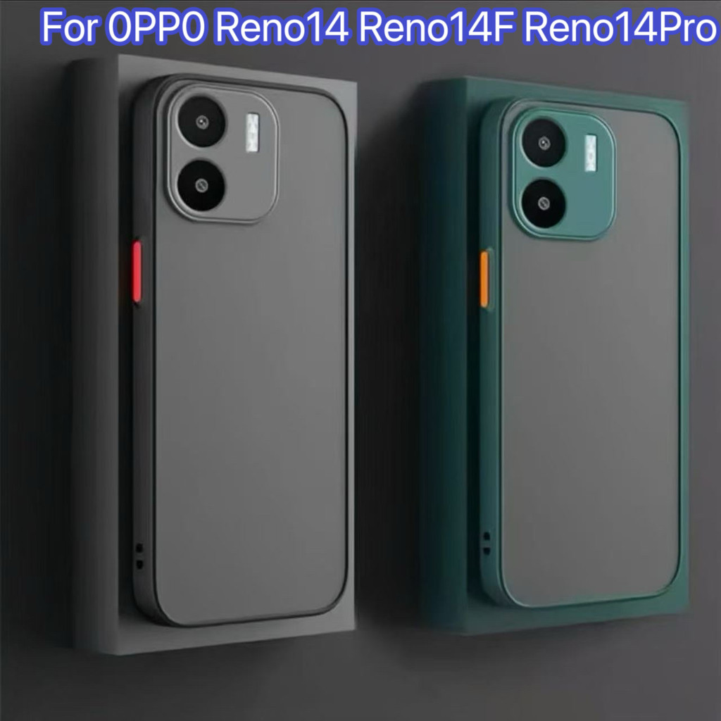Case For OPPO A5 2020/A9 2020/A5Pro/A5/A3X/A5i/Reno14/14F/14Proเคสกันกระแทก ปุ่มสีผิวด้าน เคสกันรอยกล้อง ขอบนิ่มหลังแข็ง