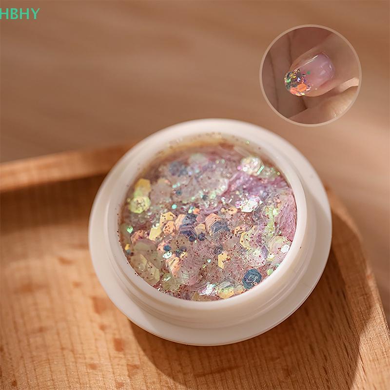 HB 1 กล่องผสมเล็บ Glitter Sequins Flakes Nail Art ตกแต่งเจล Polish อุปกรณ์แต่งเล็บ HY