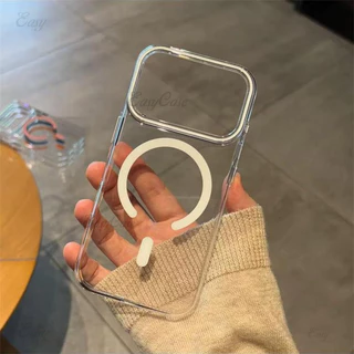 Ins minimalist Magnetism เคสแข็งโปร่งใสสําหรับ iPhone 17 16 15 14 ProMax กันลื่นและป้องกันการตกกระแทกฝาหลัง