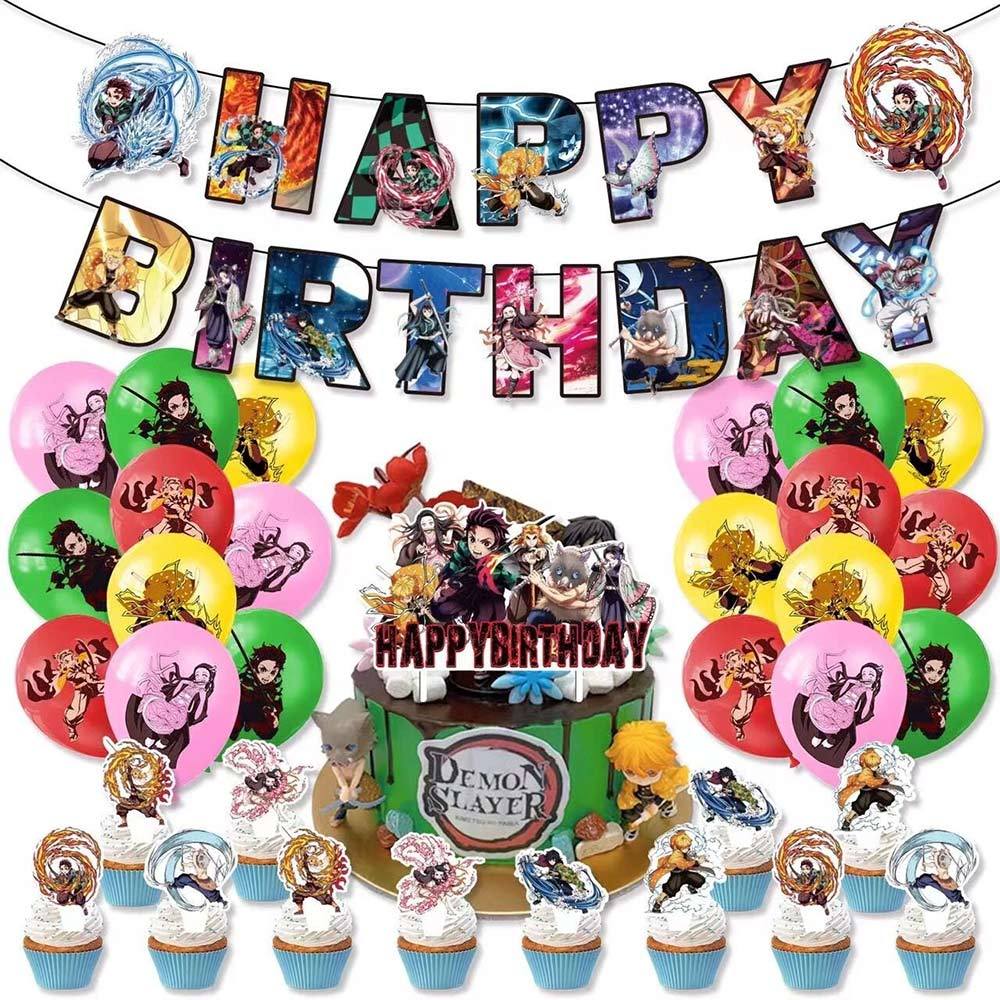 Demon Slayer Birthday Balloon & Banner Kids Birthday Party Decoration Accessories