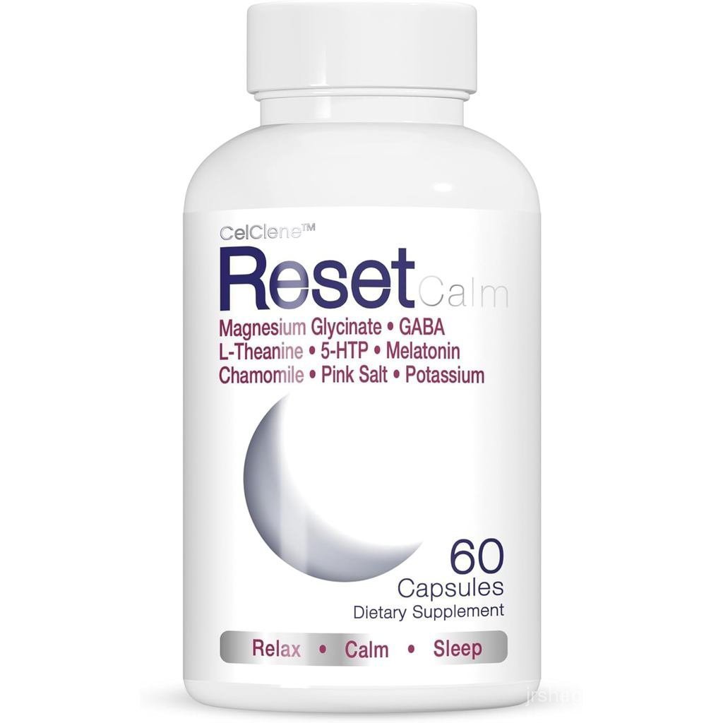 ResetCalm Night Electrolyte Formula, Magnesium Glycinate, 5-HTP, GABA, L-Theanine, Chamomile และ