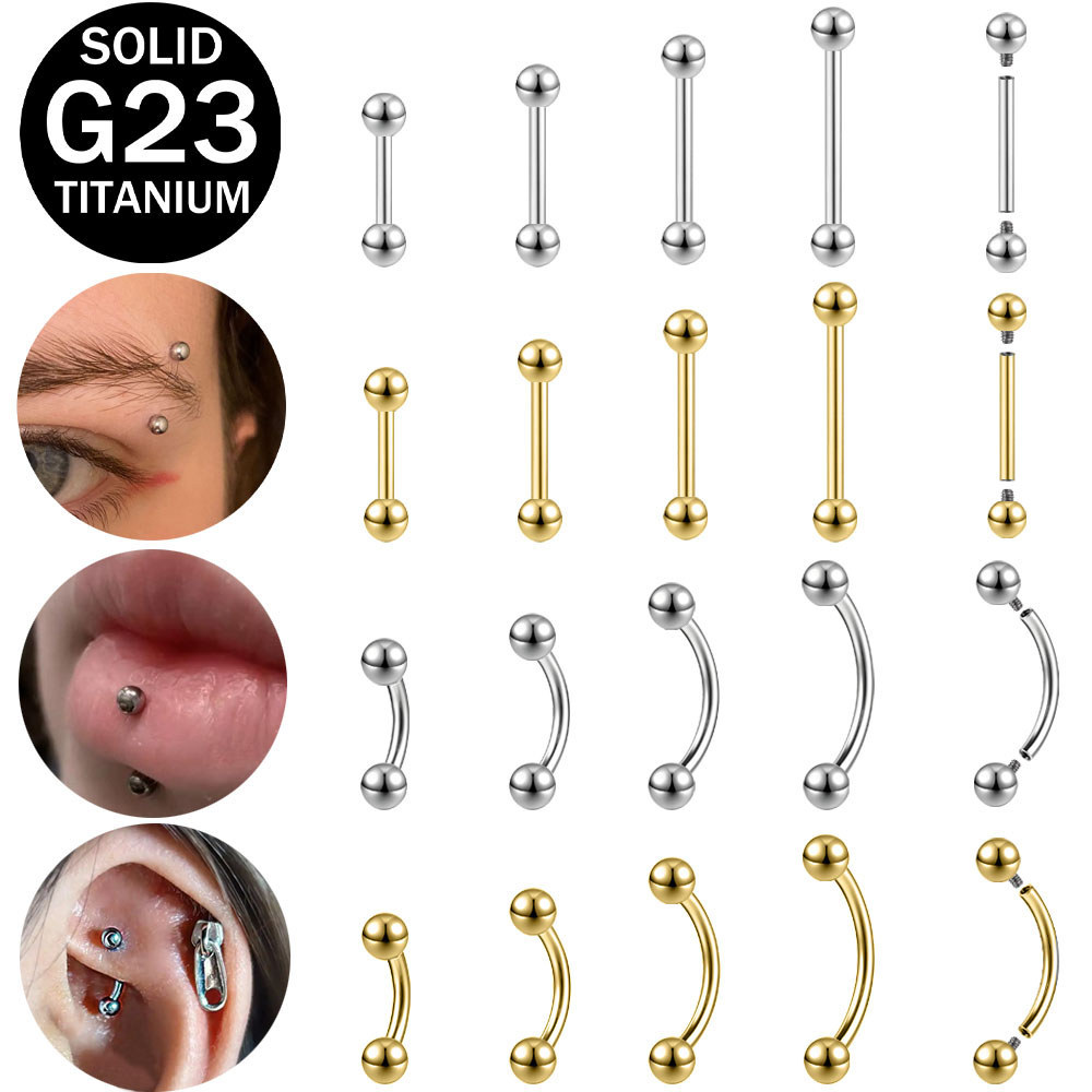 แหวนเจาะคิ้ว titanium G23 ขนาด 20G-14G สำหรับการเจาะทั้งลิป หางหู และกระดูกอ่อน เช่น Helix, Conch, Daith, Rook พร้อมลิ้นทรงบอล