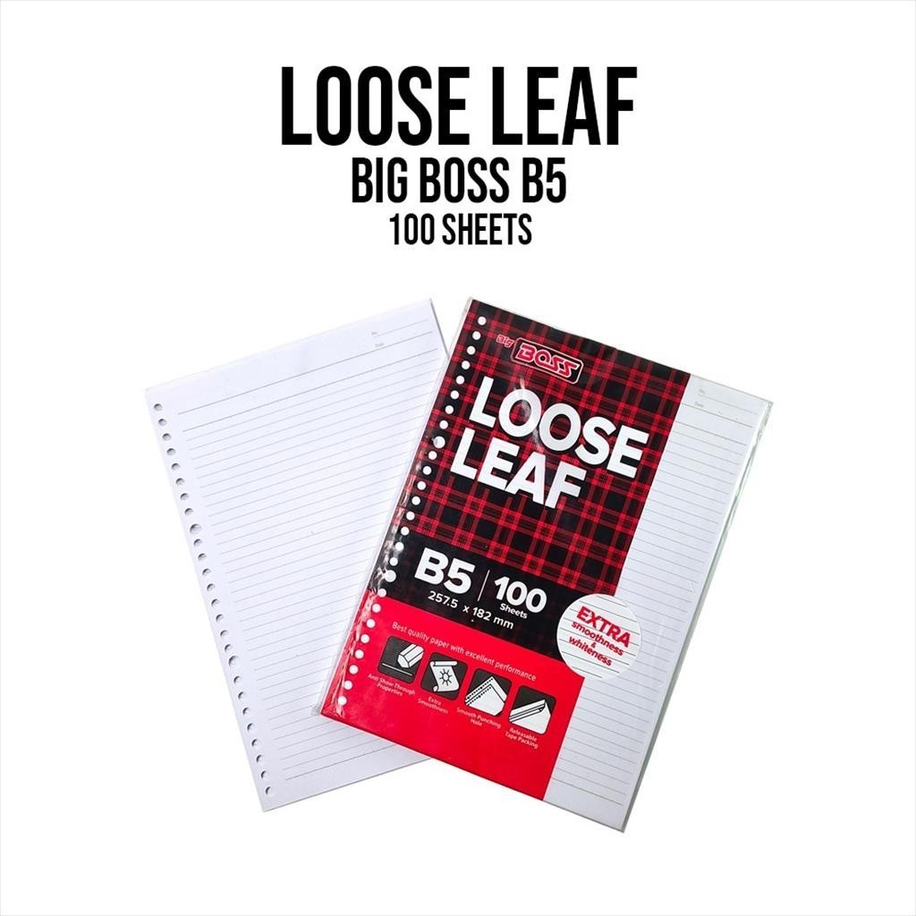 Loose Leaf Line B5 - 100 แผ่น / กระดาษใบหลวม / กระดาษใบหลวม BIG BOSS B5 - 100 แผ่น