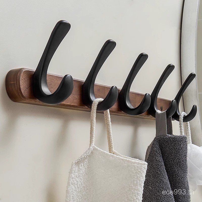 ผนังทางเข้าบนผนังทางเข้าวอลนัทตะขอเสื้อผ้าหมวกเจาะฟรีไม้แขวนเสื้อห้องลองหลังประตูตะขอแขวนผนัง ง5xm