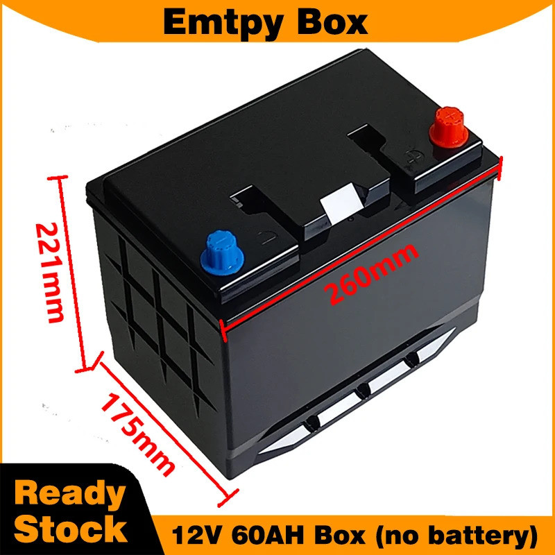 กล่องแบตเตอรี่เปล่า 12V 60AH พร้อมที่จับ Ltype สําหรับแบตเตอรี่สตาร์ทรถยนต์กล่องเปล่าพลาสติกสําหรับ 