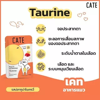 Cate Wet Food อาหารเปียกแมว 5 สูตร ไม่เติมเกลือ Vitamin E, A, B1, B2, B6, B12, D3, K3, Omega3,6 [ยกลัง 48 ซอง]