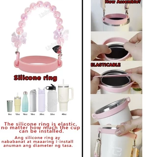 LINBAI ชุดอุปกรณ์กระติกน้ำ 4 ชิ้น สีม่วง [ฝาครอบฝุ่น+สายคล้อง+บูท+ฝาสำลี] สำหรับกระติก Stanley และกระติกอื่นๆ