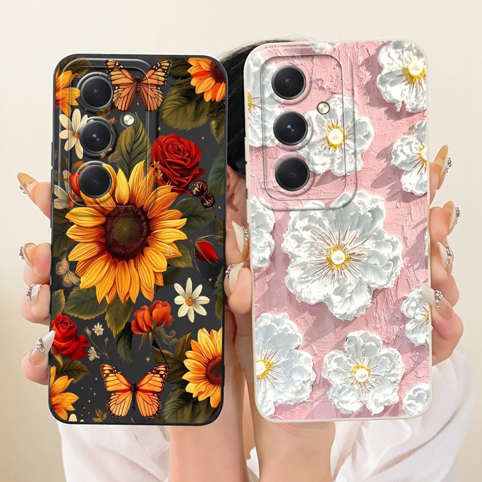 กล้องสําหรับ Samsung Galaxy M55 M55s F55 C55 5G ฝาครอบ SM-M556B SM-M558B ปลอกแฟชั่น Daisy Sunflower 