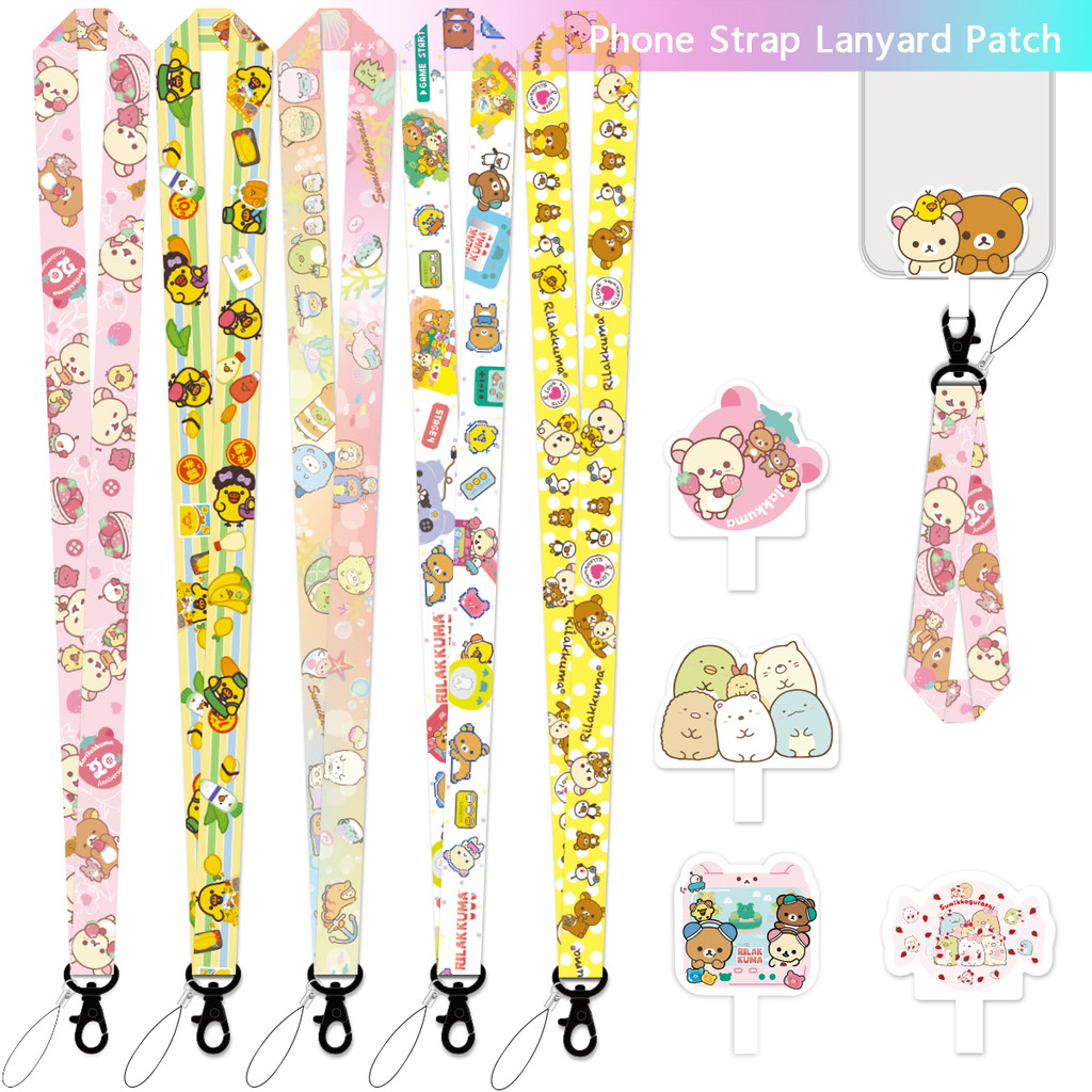 ริลักกูมะ Rilakkuma สุมิโคกูราซี เชือกโทรศัพท์มือถือ เชือกแขวนคอโทรศัพท์ แผ่นห้อยโทรศัพท์แบบหนา สายคล้องข้อมือโทรศัพท์ น่ารัก วงกุญแจ พร้อมส่ง ซูมิคโกะ Sumikko Gurashi