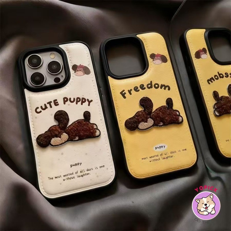 ปัก Poo-Poo สุนัขเคสโทรศัพท์สําหรับ iPhone 17promax 16promax 16plus 16pro 15promax 15plus 14plus 13 14 พร้อม pud หนังหุ้มปลายลึงค์รูปแบบ 14 ป้องกันการล่มสลายนักเรียนหญิงตัด GBD ราคา ถูกที่สุด ดีลบีเคเค