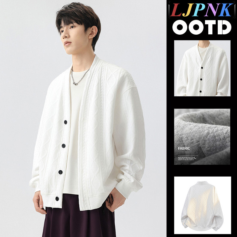 เสื้อคาร์ดิแกนถักสายหนาสำหรับผู้ใหญ่ ไซส์ M-8XL