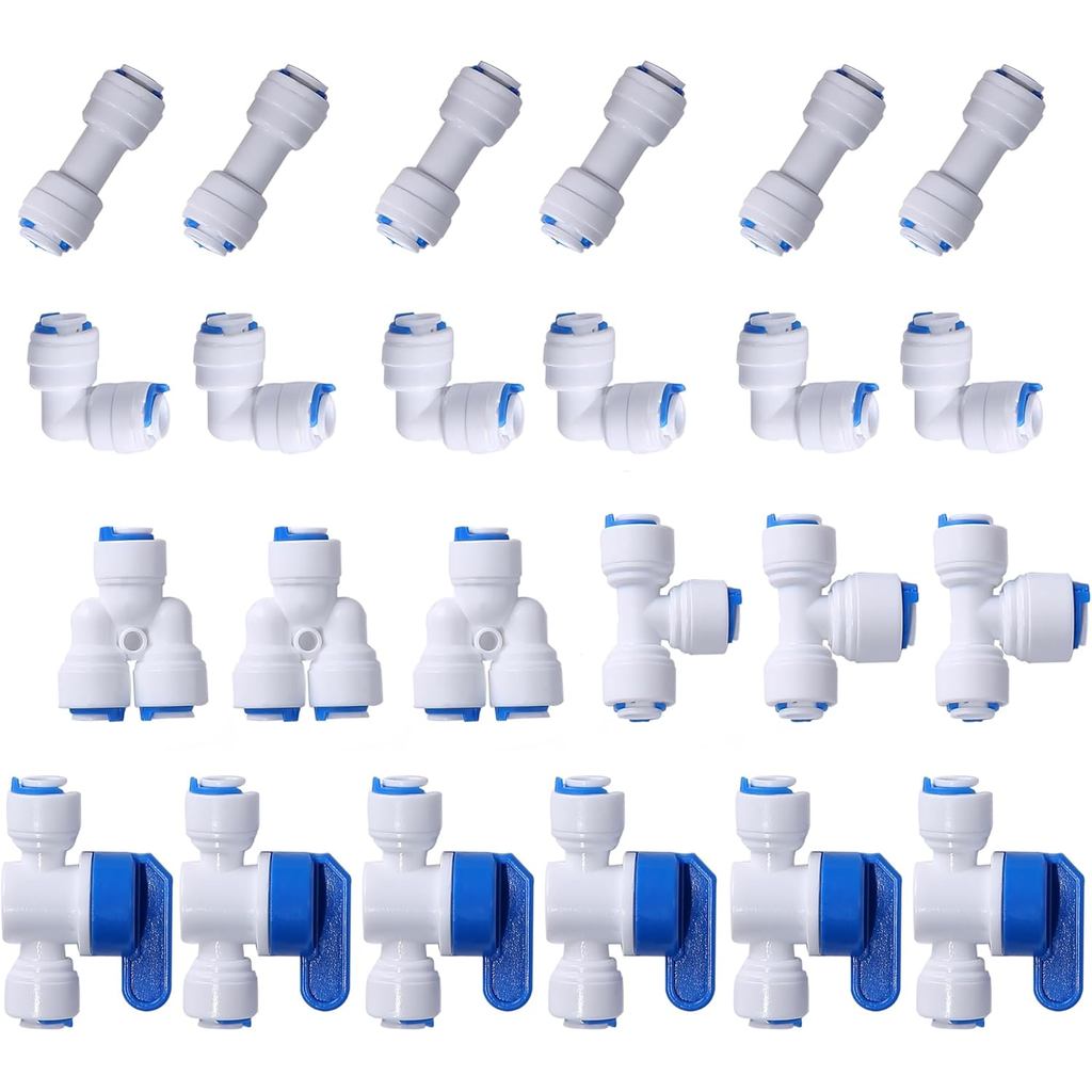 1/4 "OD Quick Connect Push in to Connect Water Tube Fitting สําหรับเครื่องกรองน้ํา RO Reverse Osmosi
