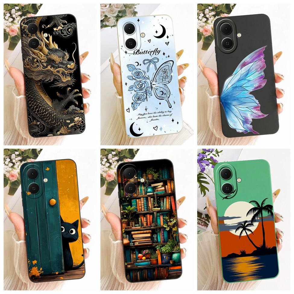 Tecno Spark Go2 KM4 ฝาครอบ Techno Spark Go 2 เคสน่ารัก Kawaii แฟชั่นหรูหราดอกไม้ Cool ทาสีปลอกซิลิโค