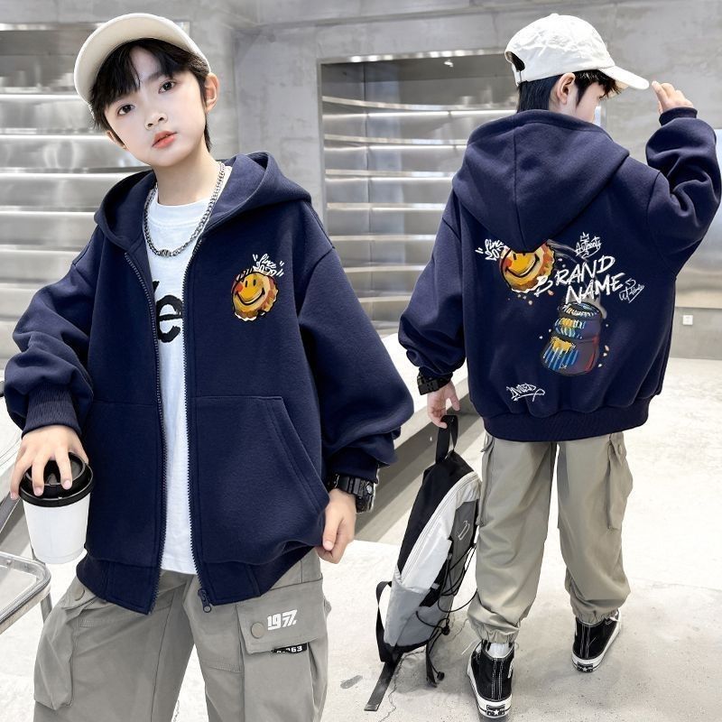 เสื้อฮู้ดเด็กชาย ลายการ์ตูนสุดเท่ แบบซิป ใส่สบาย กันลม เหมาะสำหรับฤดูใบไม้ร่วง/ฤดูหนาว - รูปที่ 2