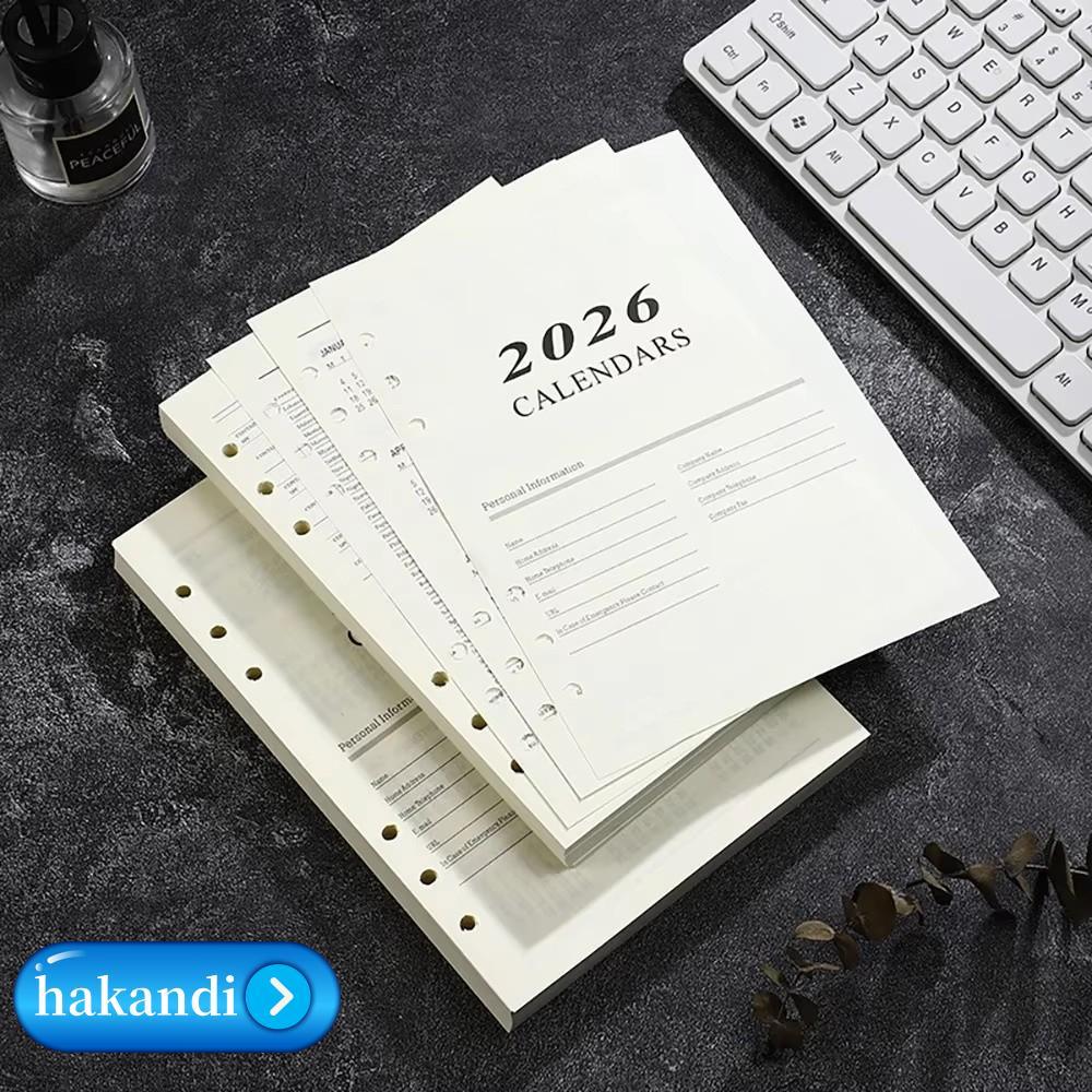 CANICE Binder หน้าด้านใน, Refill Page Loose Leaf A5 Notebook, แผ่นเจาะรูทนทาน Daily Planner 365 Day 