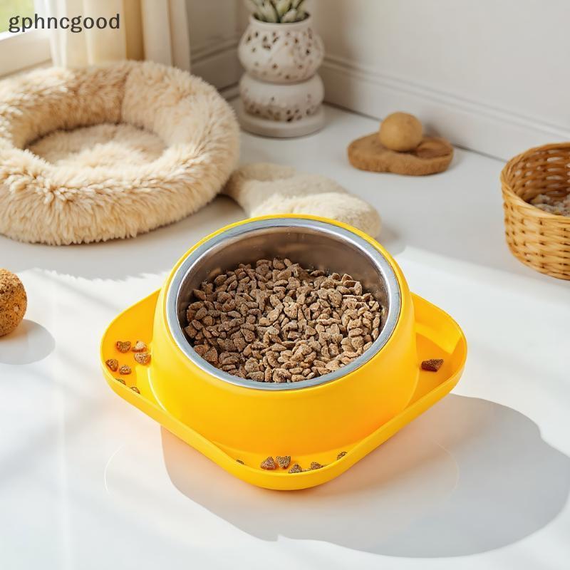 [GPH] ชามสัตว์เลี้ยงชามเฉียงอ่างอาหารสุนัข Anti-knock ชามสุนัขป้องกันกระดูกสันหลังส่วนคอสแตนเลสอาหาร