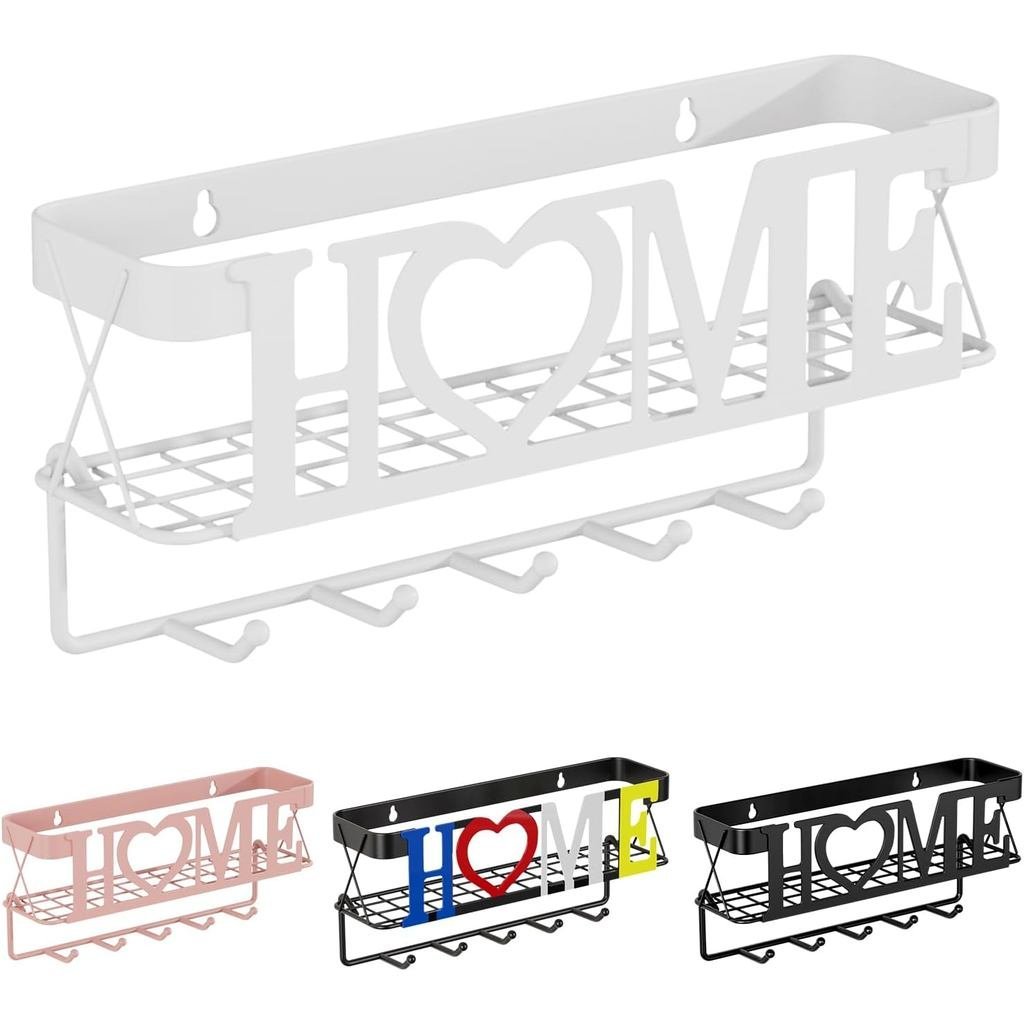 Key Holder Wall Mount - ที่ใส่กุญแจกาว 5 ตะขอ, ชั้นวางกุญแจและ Mail Organizer, ที่แขวนกุญแจตะกร้าโลห