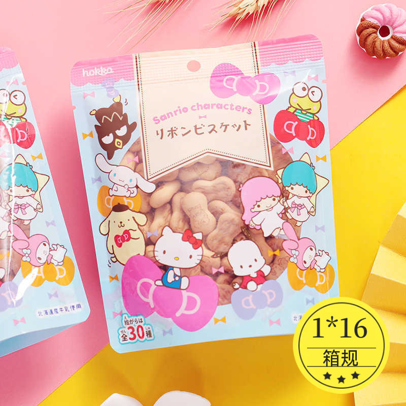นําเข้า Hokka Hokuriku Seika Hello Kitty ขนมเด็ก บิสกิตชานม รูปร่างโบว์ 4g ของว่าง20251102
