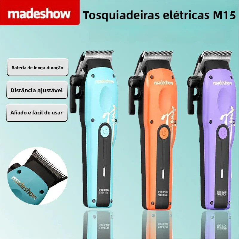 Madeshow M15 ปัตตาเลี่ยนตัดผมไฟฟ้า 6800 RPM ใบมีดเคลือบไทเทเนียมสแตนเลสเสียงรบกวนต่ําปัตตาเลี่ยนตัดผ
