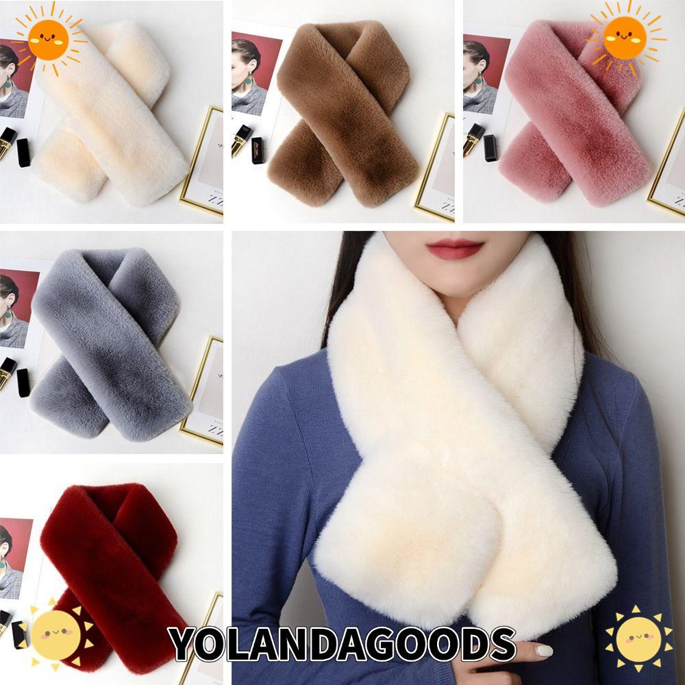 ผ้าพันคอนิติขน faux fur แบบขนกระต่าย สัมผัสนุ่ม เหมาะสำหรับคลุมไหล่และคอกันหนาว
