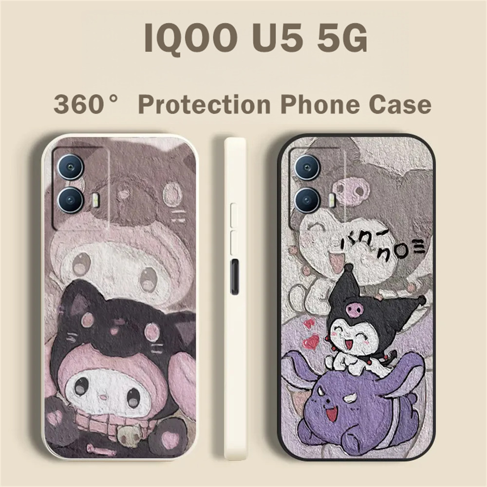 Case Home สําหรับ IQOO U5 5G เคสซิลิโคนคลุมทั้งหมดหวานน่ารักการ์ตูน iPhone Case Cover