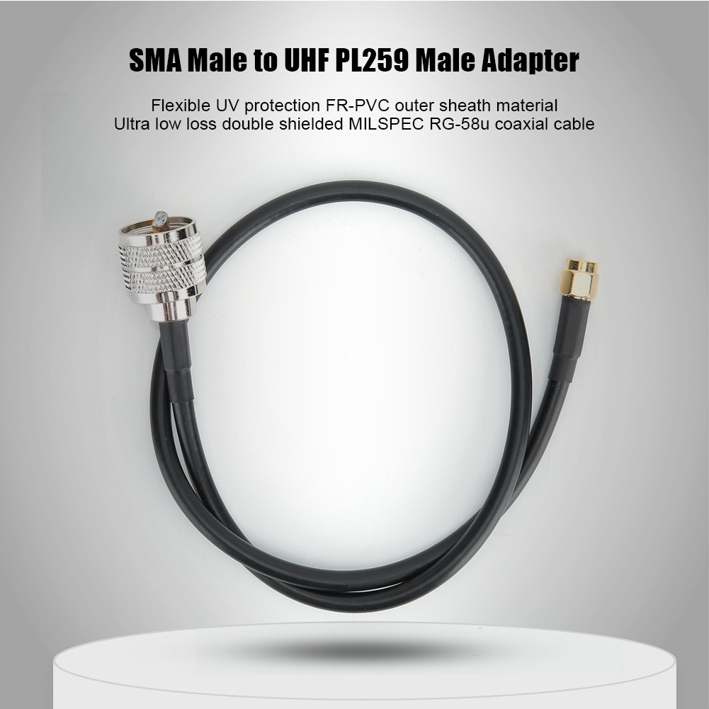 Cxing Copper Core SMA Male to UHF PL259 Adapter Cable พร้อมป้องกันรังสียูวีแบบยืดหยุ่น FR PVC ปลอกด้