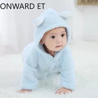 Baby Winter ทารกแรกเกิด Plush Bodysuit Jumpsuit การ์ตูน Hoodies Boy Girl Romper Twins เสื้อผ้าเวอร์ชั่นเกาหลี 0-12M