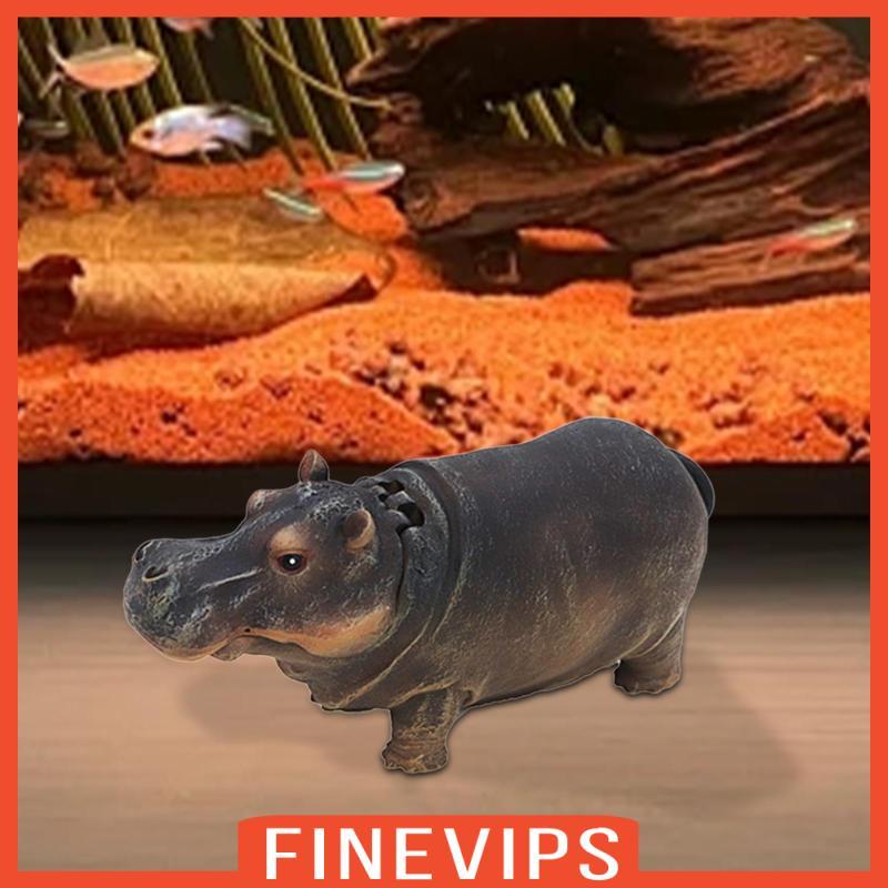 [Finevips] Fish Tank Bubbler Decor Hippo Figurine Sturdy Resin น่ารักมัลติฟังก์ชั่น Air Bubbler สําห