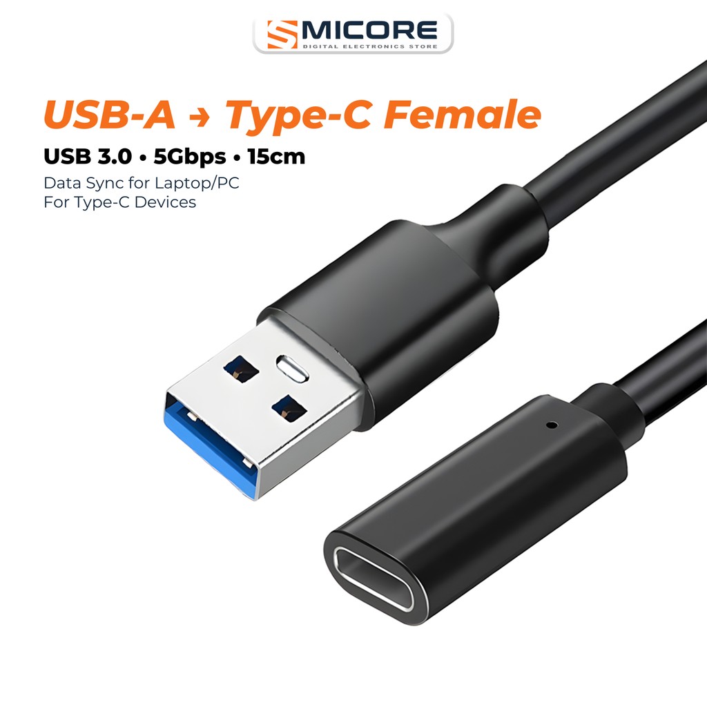 Type-C Female to USB 3.0 Male สายต่อขยาย 15ซม โอนข้อมูล 5Gbps อะแดปเตอร์ ใช้กับ มือถือ HDD โน้ตบุ๊ก