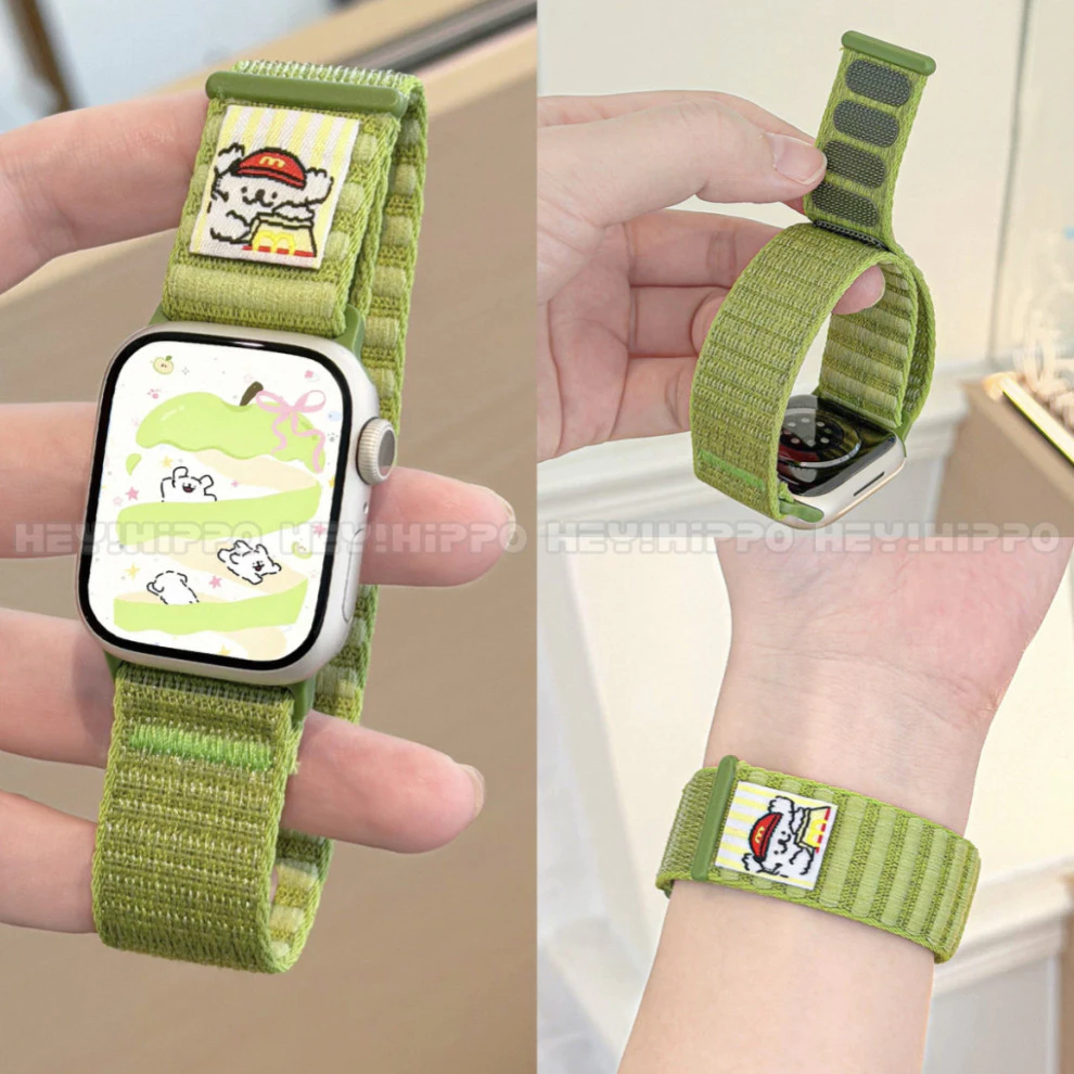 น่ารักการ์ตูน Nilongshan รูปแบบสายคล้องคอเหมาะสําหรับ iwatch 11/SE3/10/9/8/7/6/5/4/3/2/1 สาย Velcro เหมาะสําหรับ 49/46/45/44/42/41/40/43 มม.