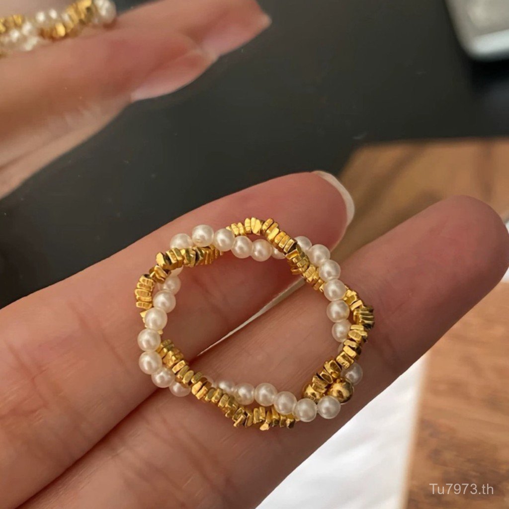 แหวนสองชั้น S925 สเตอร์ลิงซิลเวอร์ มุกหรูหราระดับไฮเอนด์ EY9I