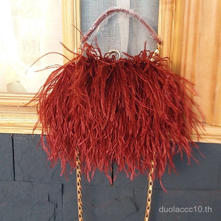 T Thailand Street Wear Fashion Female Bag Imported Ostrich Wool Bag Evening Bag Fashion One-Shoulder